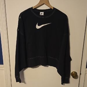 Nike Black and White Crew Neck Sweater